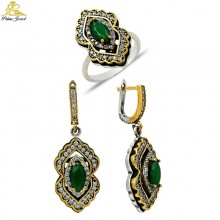 Gümüş Otantik Taşlı Set